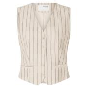 Pin Stripe Vest voor Vrouwen Selected Femme , Beige , Dames