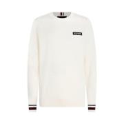 Crème Sweater met Monotype Logo Tommy Hilfiger , Beige , Heren