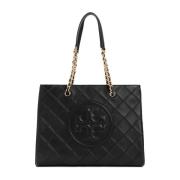 Zwarte Gewatteerde Leren Shopper Tas Tory Burch , Black , Dames