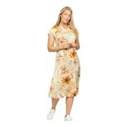 Oranje Bloem Jurk Losse Pasvorm 2-Biz , Multicolor , Dames