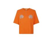 Schelp Korte Mouw T-shirt Manoush , Orange , Dames