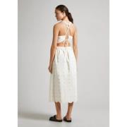 Linnen en Rayon Midi Jurk Pepe Jeans , White , Dames