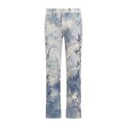 Blauwe Bloemen Straight Leg Jeans Ralph Lauren , Multicolor , Dames