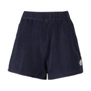 Oversized Katoenen Spons Shorts Moncler , Blue , Dames