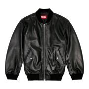 Bomber jacket in tumbled leather Diesel , Black , Heren