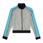 Mixed-material track jacket with side stripes Diesel , Gray , Dames