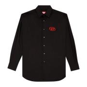Poplin shirt with oval D embroidery Diesel , Black , Heren