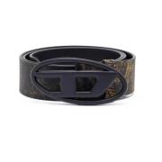 Treated leather belt with logo buckle Diesel , Multicolor , Unisex