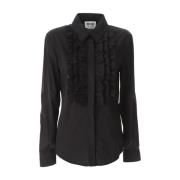 Gerimpeld Shirt in Zwart Katoen Moschino , Black , Dames