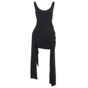 Zwarte Gedrapeerde Jurk met Ruchedetail Mugler , Black , Dames