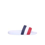 Witte Gestreepte Logo Slides Moncler , White , Dames