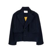 Navy Zwart Panel Blazer Jas Henrik Vibskov , Blue , Heren