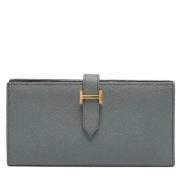 Pre-owned Leather wallets Hermès Vintage , Gray , Dames