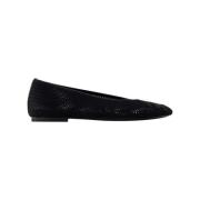 Leather flats Burberry , Black , Dames