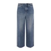 Cropped Denim Jeans met Contrast Piping Tanaka , Blue , Dames