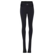 Zwarte Leggings met Uitsnijding en Logo Mugler , Black , Dames