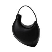 Zwarte Leren Mini Tas met Gebogen Randen Mugler , Black , Dames