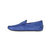 Velours Leren Mocassins Slip-On Italië Tod's , Blue , Heren