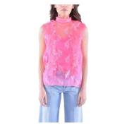 Bloemen Kant Top Pinko , Pink , Dames