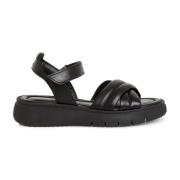 Zwarte Leren Casual Open Sandalen Tamaris , Black , Dames