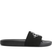 Zwart Wit Monogram Slippers Vrouwen Calvin Klein Jeans , Black , Dames