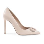 Elegant Pointed Toe Leather High Heels Dee Ocleppo , Beige , Dames