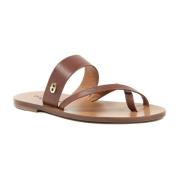 Tan Leren Platte Sandalen Dee Ocleppo , Brown , Dames