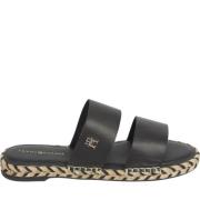 Zwarte platte sandalen voor vrouwen Tommy Hilfiger , Black , Dames