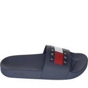 Donkerblauwe Casual Pool Slide Flip Flops Tommy Jeans , Blue , Heren