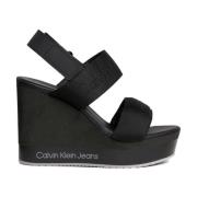 Zwarte Sleehak Sandaal Webbing Vrouwen Calvin Klein Jeans , Black , Da...