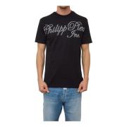 Zwarte Ronde Hals T-shirt Philipp Plein , Black , Heren
