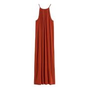 Flowy Halternek Jurk met Gehaakt Detail Max Mara , Brown , Dames