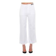 Witte Katoenen Cropped Broek Multipockets Frankie Morello , White , Da...