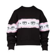 Tricolor Logo Sweatshirt Chiara Ferragni Collection , Black , Dames