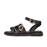 Zwarte Leatherlook Kruisband Sandalen Noa Harmon , Black , Dames