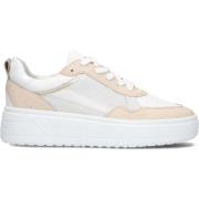 Witte Leren Sneakers met Beige en Grijs Suède Lina Locchi , Multicolor...