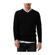 Heren V-hals Pullover Trui Profuomo , Black , Heren