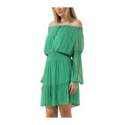 Groene Creponne Mini Jurk Liu Jo , Green , Dames