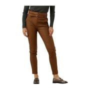 Cognac Leren Broek Est'Seven , Brown , Dames