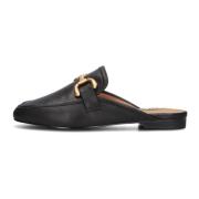 Zwarte Leren Loafers met Gouden Detail Bibi Lou , Black , Dames