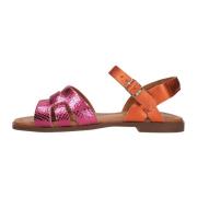 Oranje Leren Sandalen Stijlvol Model Red Rag , Multicolor , Dames