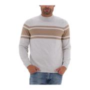 Heren Crewneck Pullover Trui Lichtgrijs Profuomo , Gray , Heren