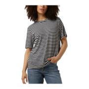 Gestreept T-shirt Casual Stijl My Essential Wardrobe , Black , Dames