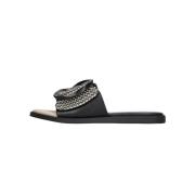 Zwarte en Witte Papierstro Slippers Noa Harmon , Black , Dames