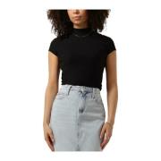 Rib Slim Tee Stijlvolle Top Calvin Klein , Black , Dames