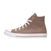 Taupe Herringbone High Top Sneakers Converse , Beige , Dames