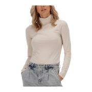 Logo Stacked Roll Neck Top Calvin Klein , Beige , Dames