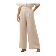 Wijde Linnen Broek in Beige Selected Femme , Beige , Dames