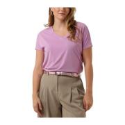 Modal V Neck Tee Paars Moss Copenhagen , Purple , Dames