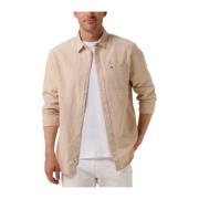 Casual Linnen Blend Overhemd Tommy Jeans , Beige , Heren